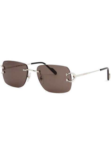 CARTIER-Signature C De Cartier rimless rectangle-frame sunglasses