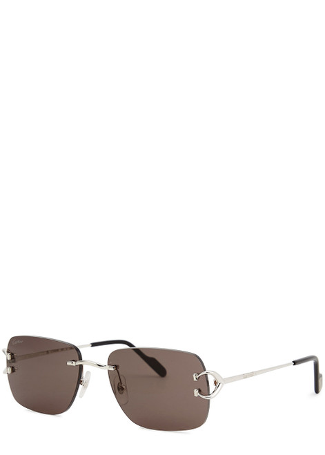 CARTIER-Signature C De Cartier rimless rectangle-frame sunglasses