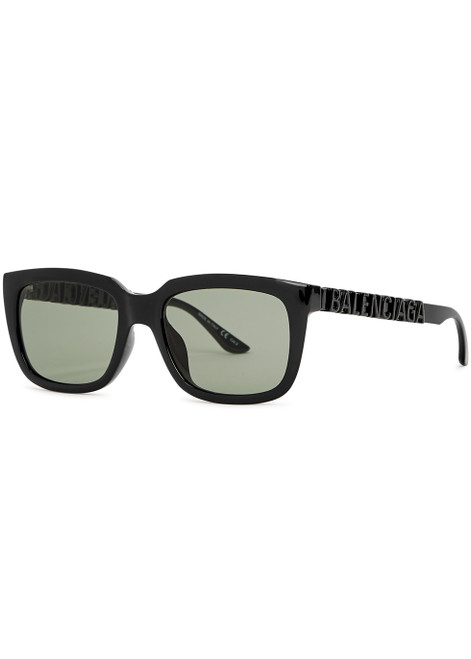 BALENCIAGA-Black rectangle-frame sunglasses