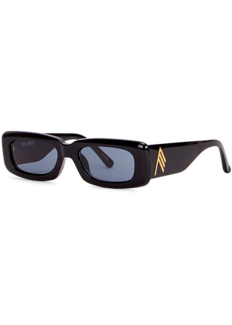 LINDA FARROW LUXE-Mini Marfa black rectangle-frame sunglasses