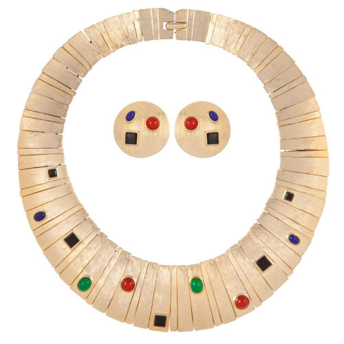 SUSAN CAPLAN VINTAGE-1980s vintage les bernard necklace and earring set