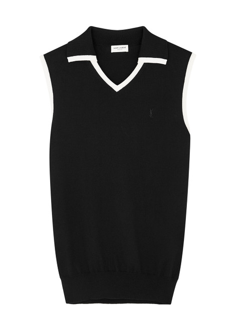 YVES SAINT LAURENT-Black cotton tank