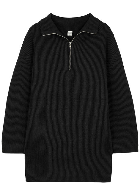 TOTÊME-Fisherman black half-zip wool-blend jumper