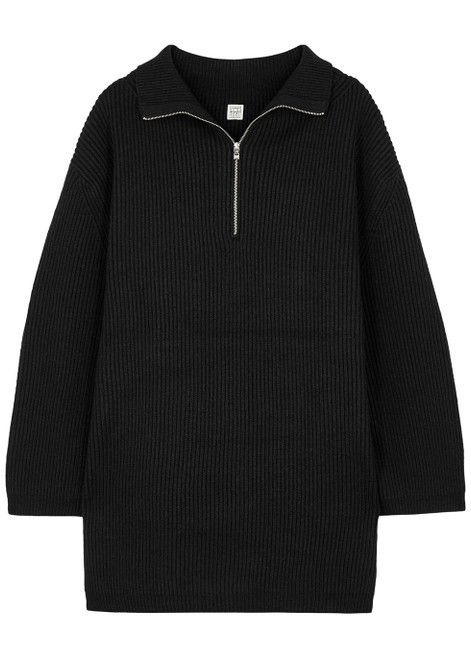 TOTEME-Fisherman black half-zip wool-blend jumper