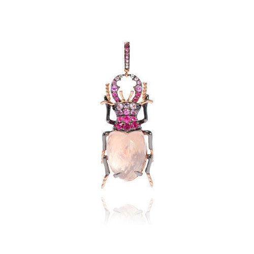 ANNOUSHKA-Mythology beetle rose quartz charm