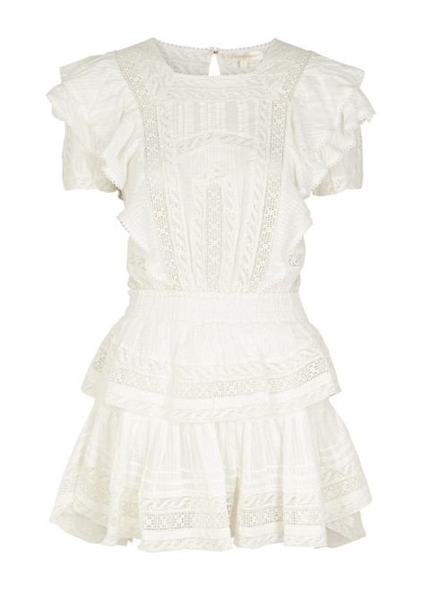 LOVESHACKFANCY Stella panelled cotton mini dress | Harvey Nichols