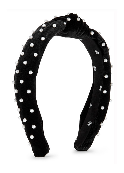 LELE SADOUGHI-Black faux pearl-embellished velvet headband