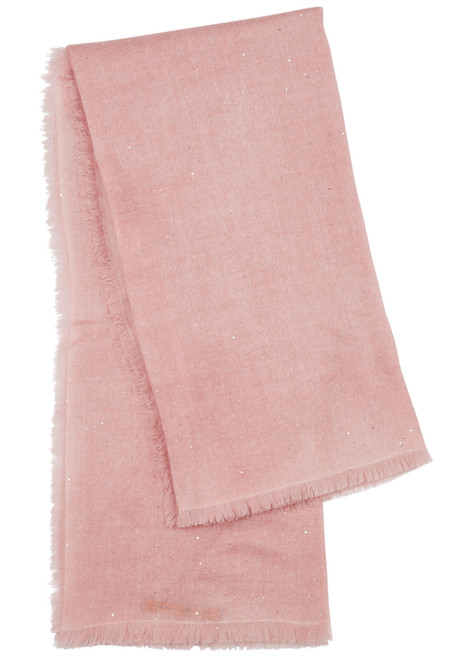 AMA PURE-Starlight pink embellished cashmere scarf