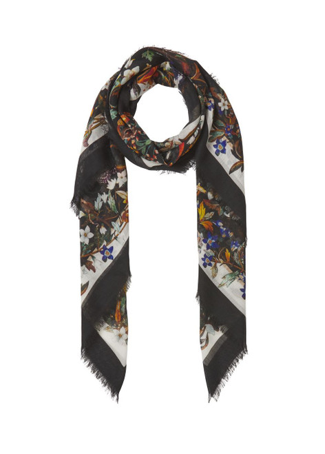 BURBERRY-Floral print silk wool large square scarf