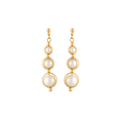 SUSAN CAPLAN VINTAGE-1970s vintage graduated faux pearl earrings as worn in the crown