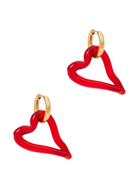 SANDRALEXANDRA-Heart of Glass 18kt gold-plated hoop earrings