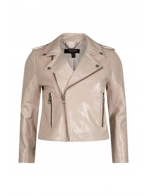 MUUBAA-Cropped chunky zip patent biker