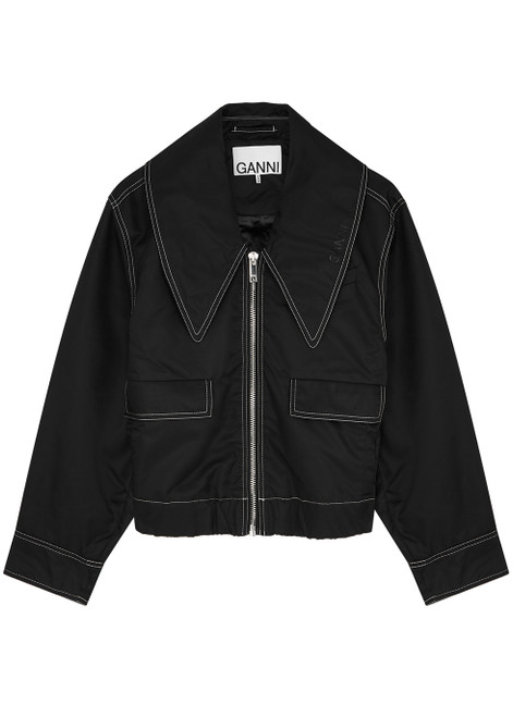 GANNI-Collared nylon jacket 