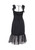 TRUE DECADENCE-Black linen midi dress with tiered hem
