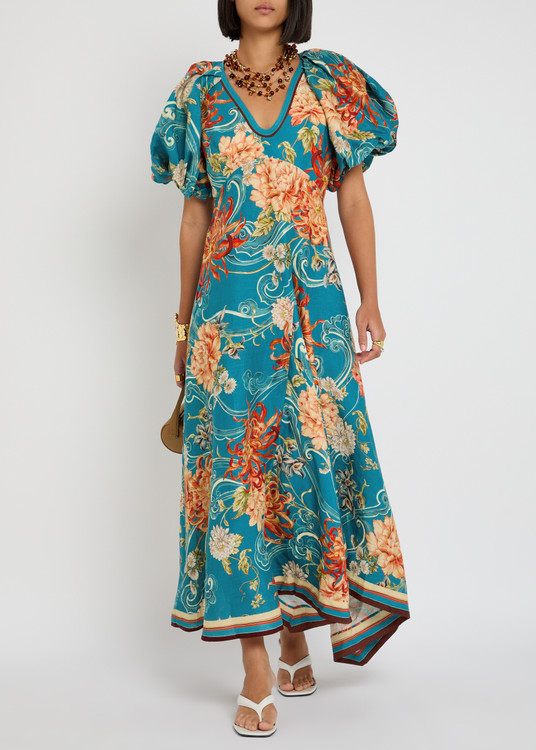 princess polly baby blue dress Luxurious Viscose Crepe Maxi Beach Dress In Premium Tropical Multicolour  Print main image 1