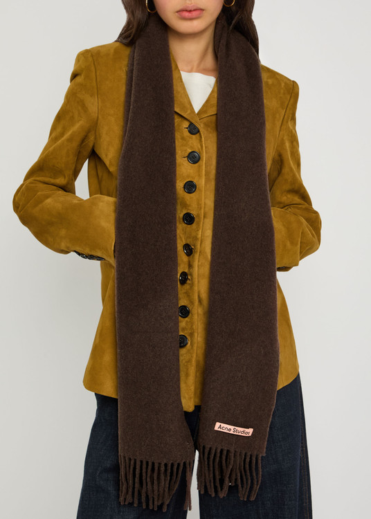 Canada skinny fringed wool scarf