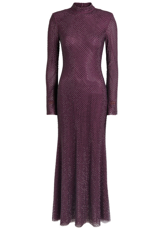 Crystal-embellished mesh gown