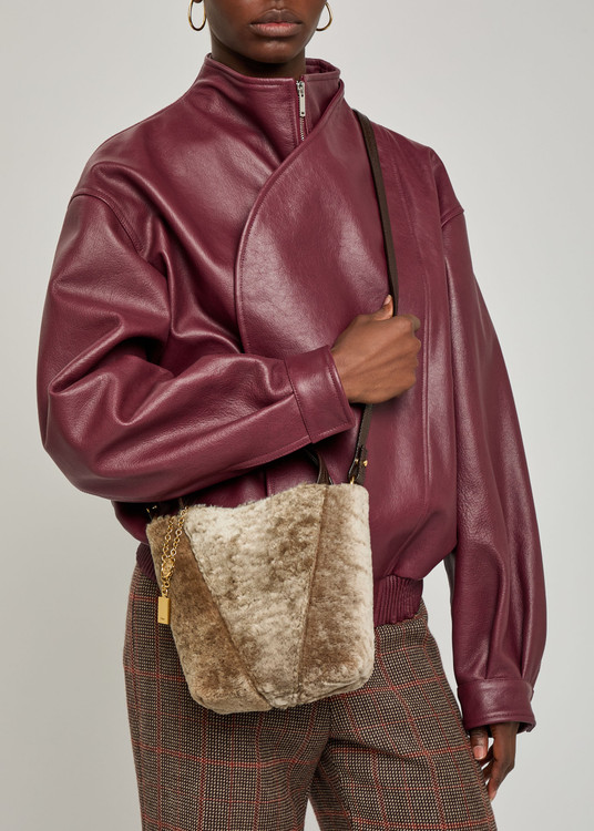 Spin small shearling tote bag