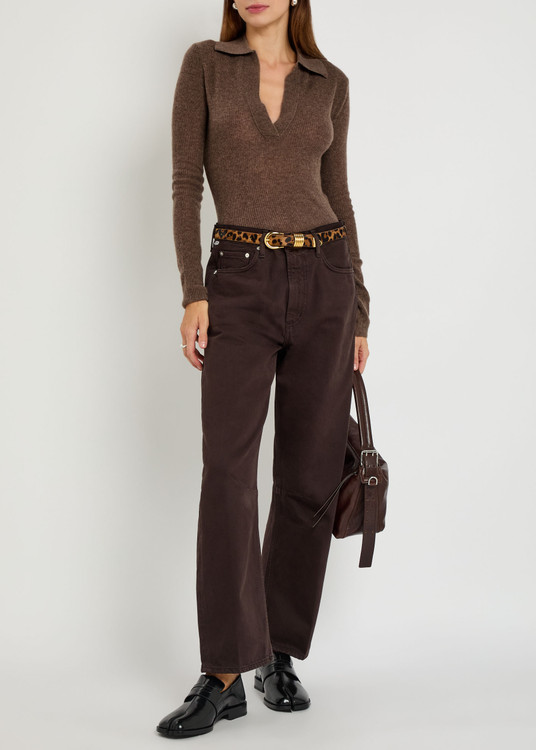 Simone wool and cashmere-blend polo top