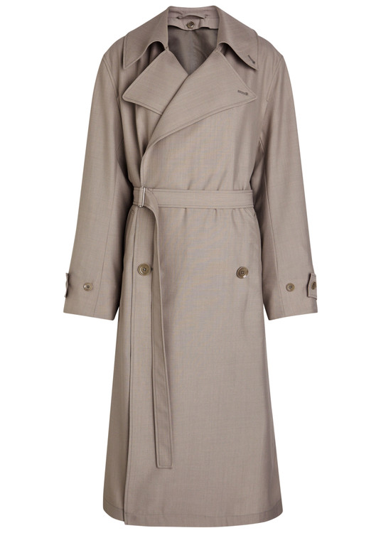 Belted woven trench coat