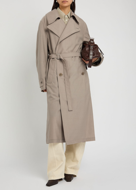 Belted woven trench coat