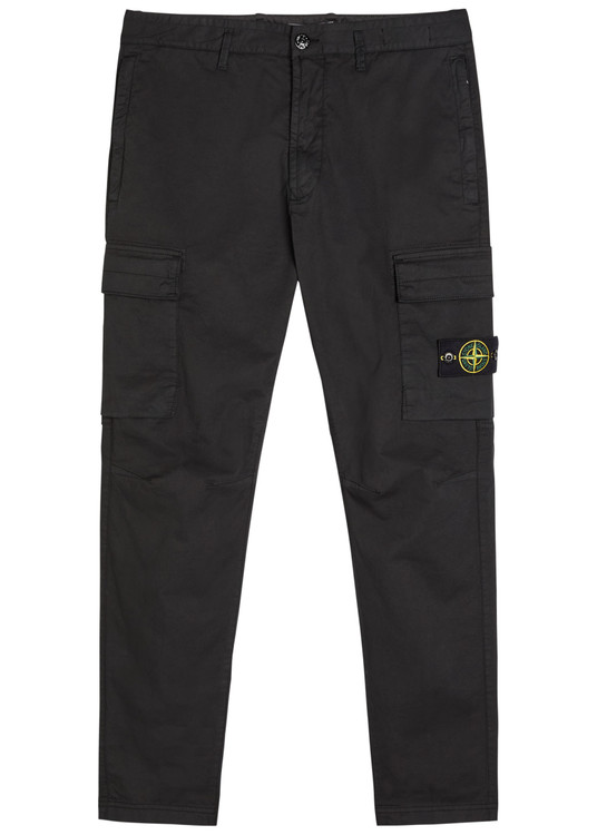 Tapered-leg stretch-cotton poplin cargo trousers