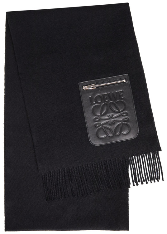 Logo-appliqué wool and cashmere-blend scarf