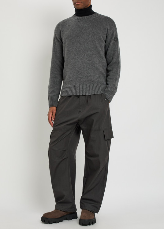 Logo-appliqué wool and cashmere-blend jumper