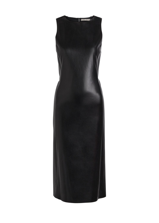 Wynell bow-appliquéd faux leather midi dress