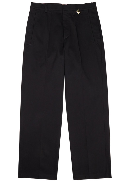 Straight-leg stretch-cotton trousers