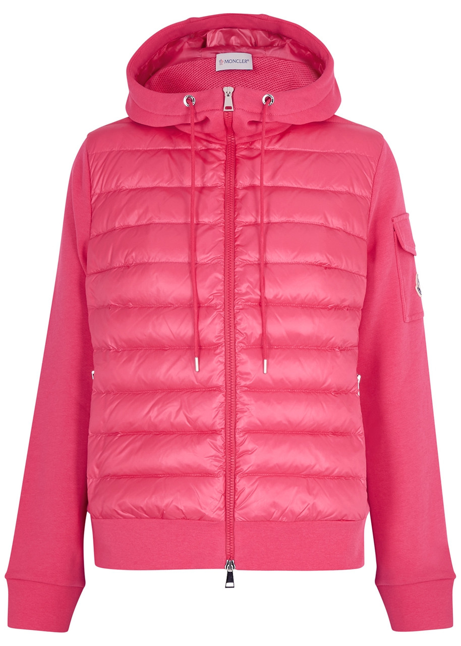 Moncler Pink Quilted Shell And Cotton-blend Jacket