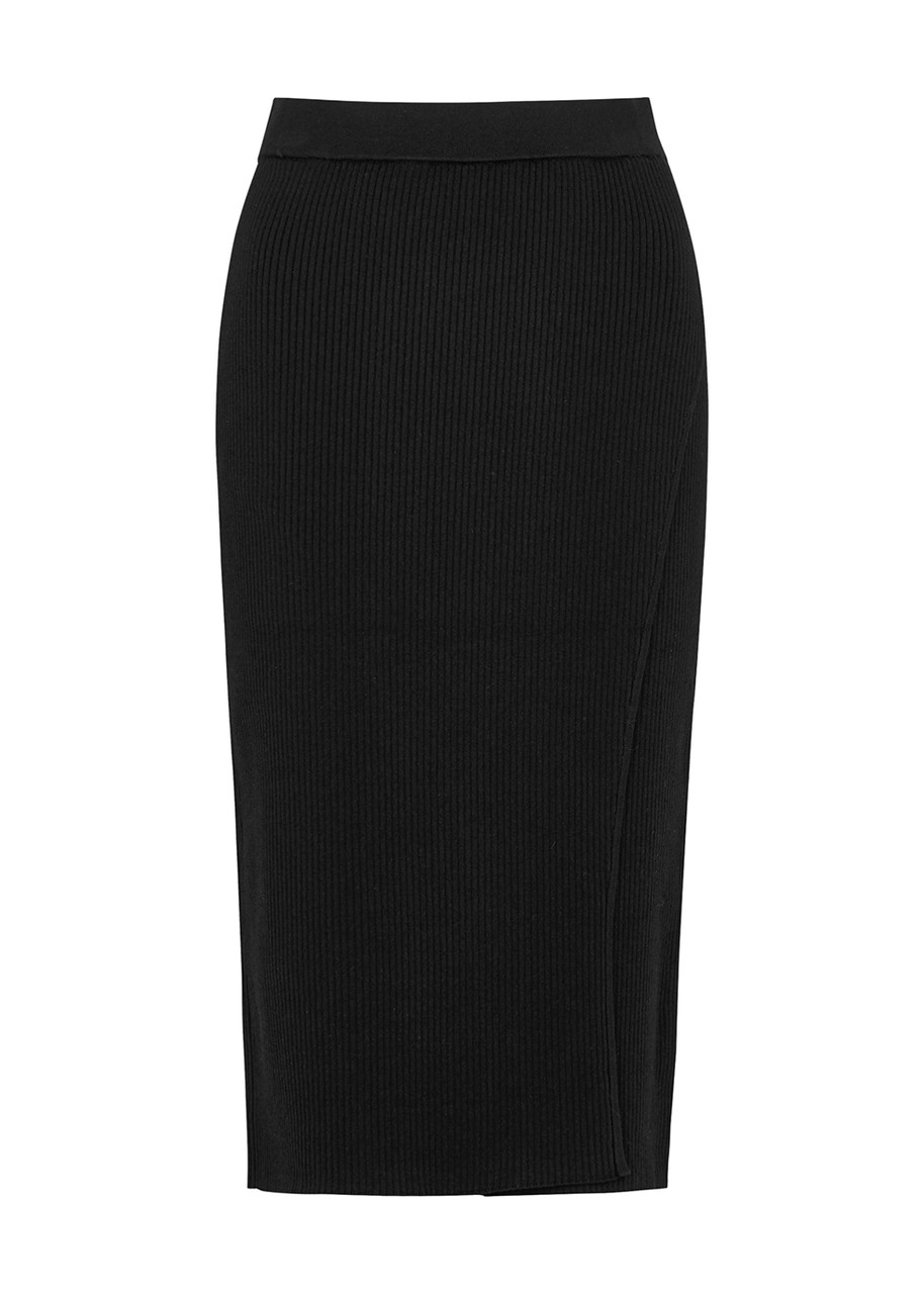 Simkhai Black Ribbed-knit Midi Skirt - XS