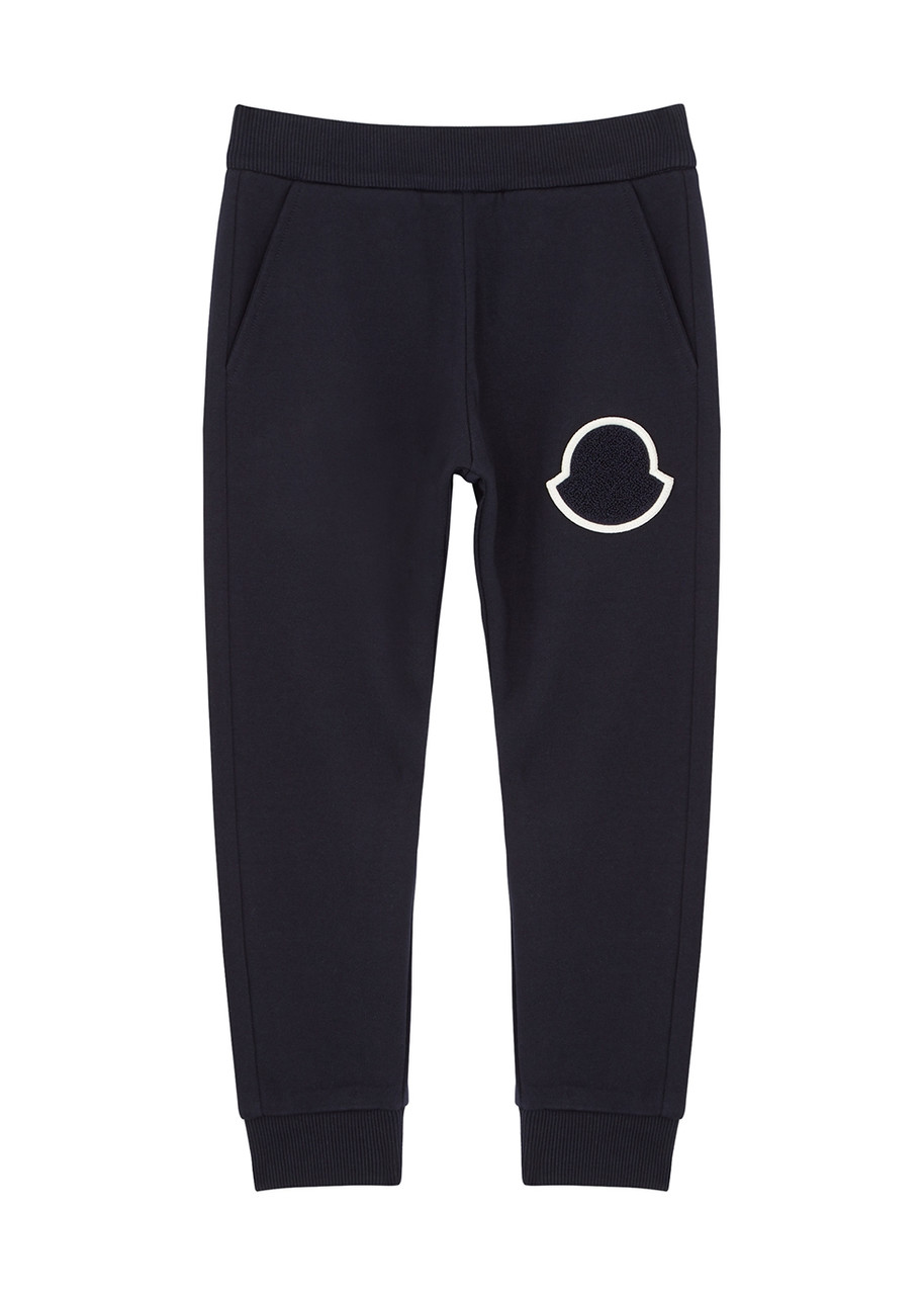 Moncler Kids Navy Logo Cotton Sweatpants (4-6 Years) In Black