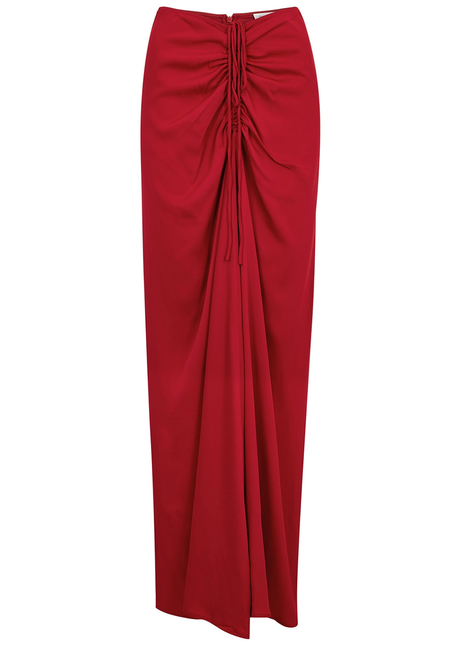 Christopher Esber Red Ruched Maxi Skirt