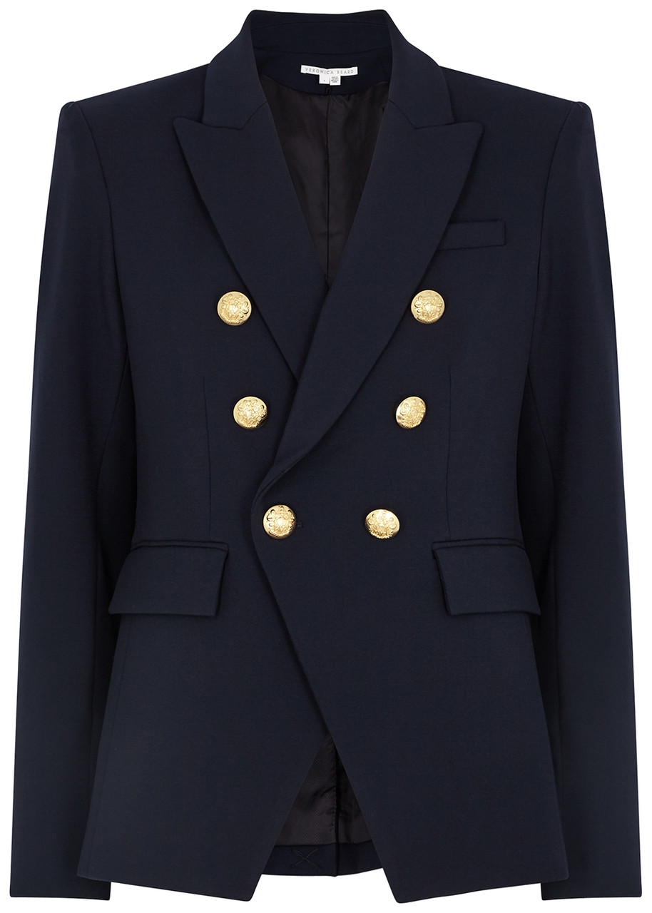 Veronica Beard Miller Dickey Crepe Blazer In Navy