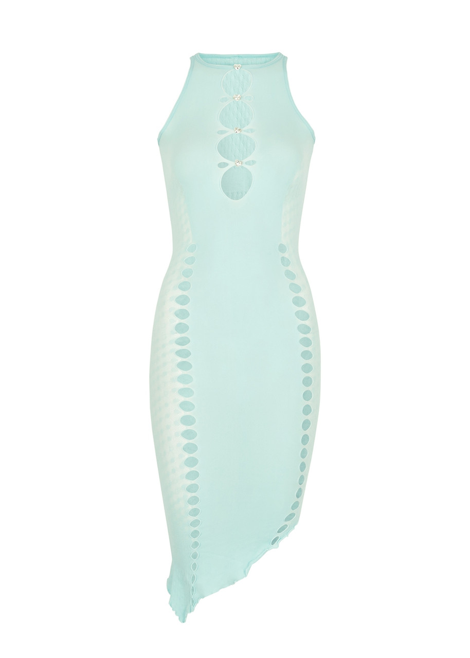 Poster Girl Nala Turquoise Cut-out Stretch-knit Midi Dress - One Size