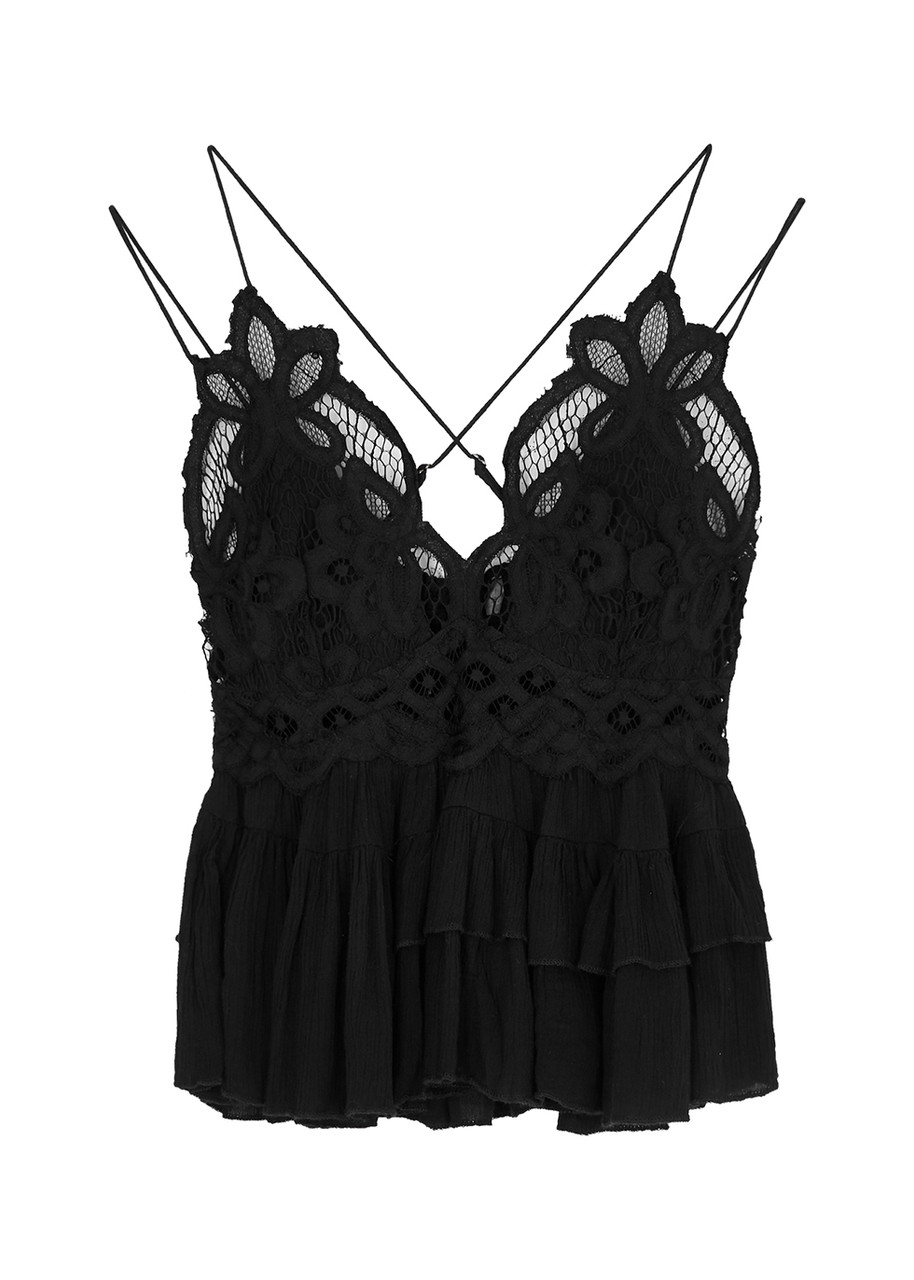 Free People Adella Crochet-lace top - Black