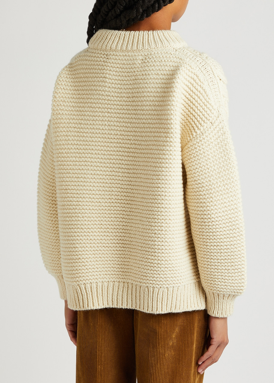  Mr Mittens Cream Aran-knit Wool Jumper - Xs/s 