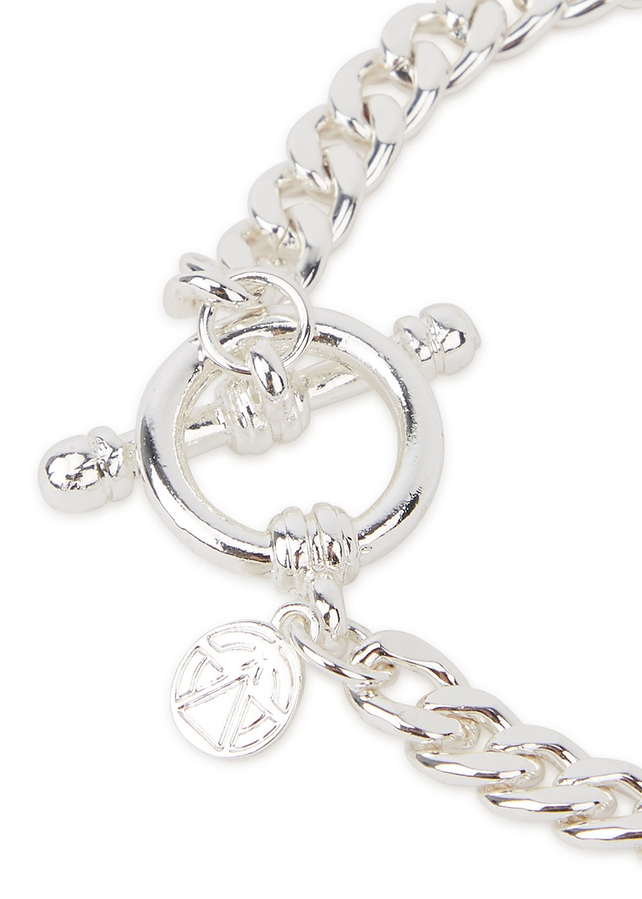  Chained & Able Mini Curb Silver-tone Bracelet, Bracelet, T-bar 