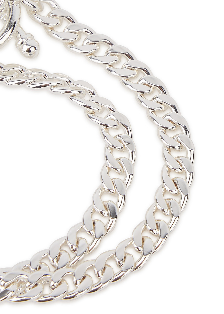 Chained & Able Mini Curb Silver-tone Bracelet, Bracelet, T-bar 