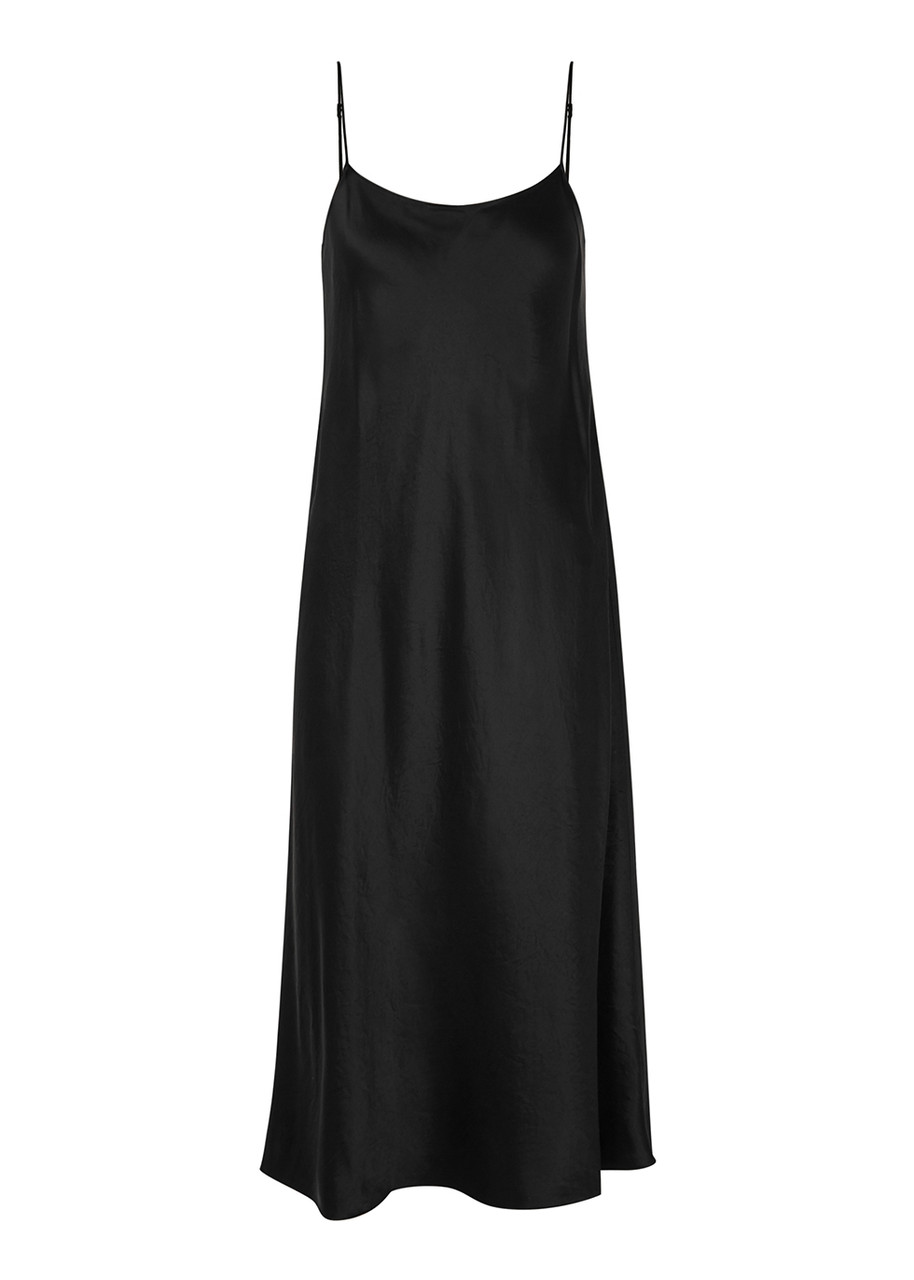 Vince Hammered Satin Slip Dress - Black - XL