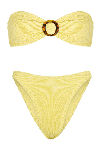 HUNZA G Flora yellow seersucker bikini Harvey Nichols