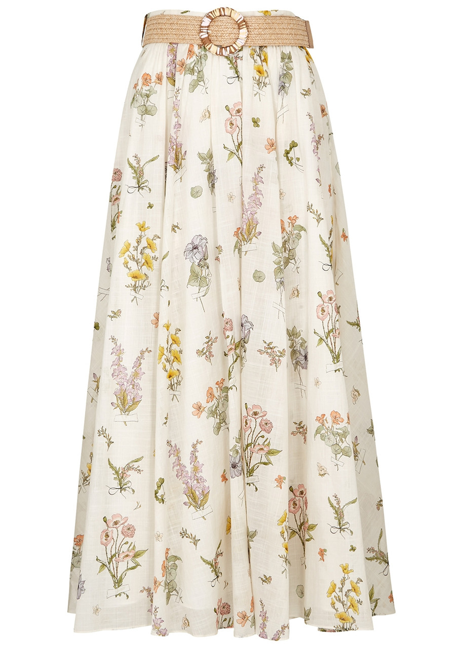 Zimmermann Jeannie Floral-print Cotton Maxi Skirt In Multi