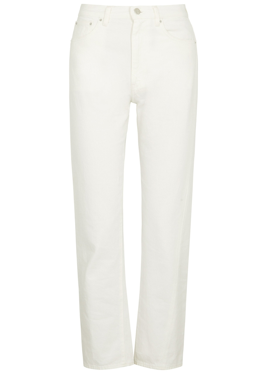 Shop Totême Twisted Seam White Straight-leg Jeans In Off White