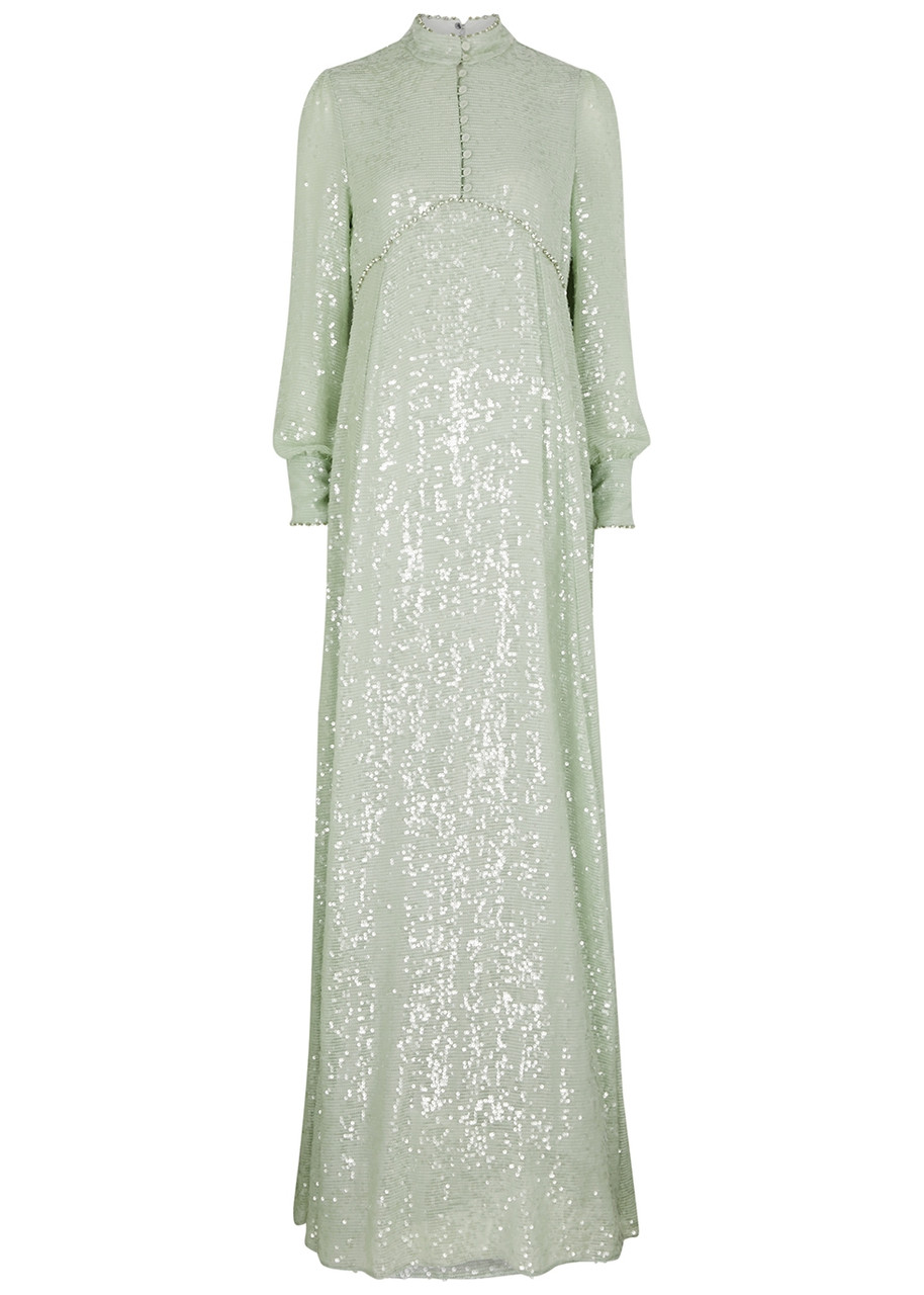 Erdem Justine Mint Sequin-embellished Gown - 8
