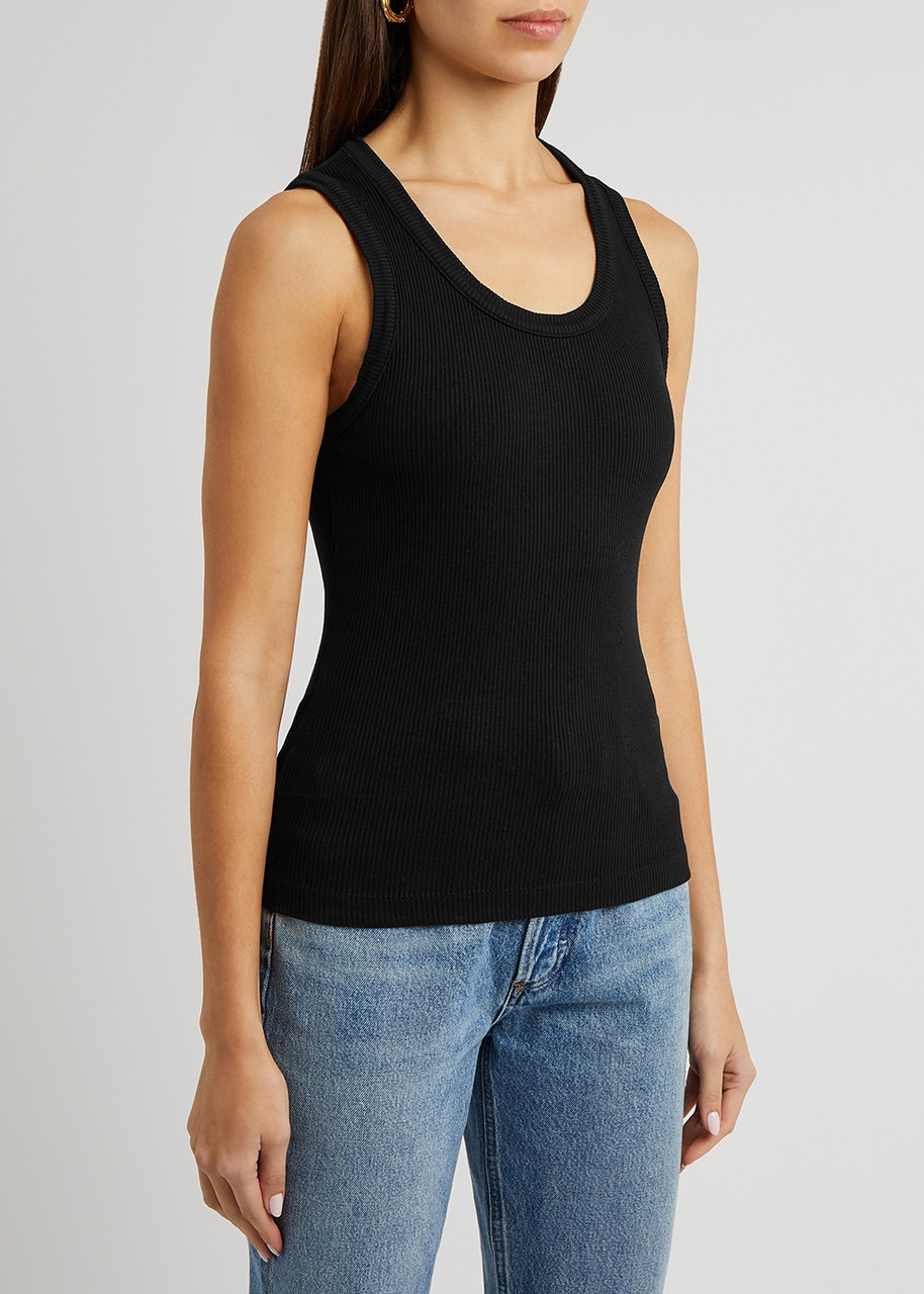 Shop Agolde Poppy Black Ribbed Jersey Tank