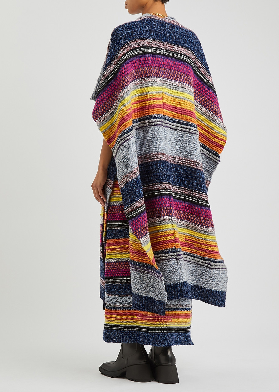  Chloe Striped Cashmere And Wool-blend Cape - Multicoloured - M 