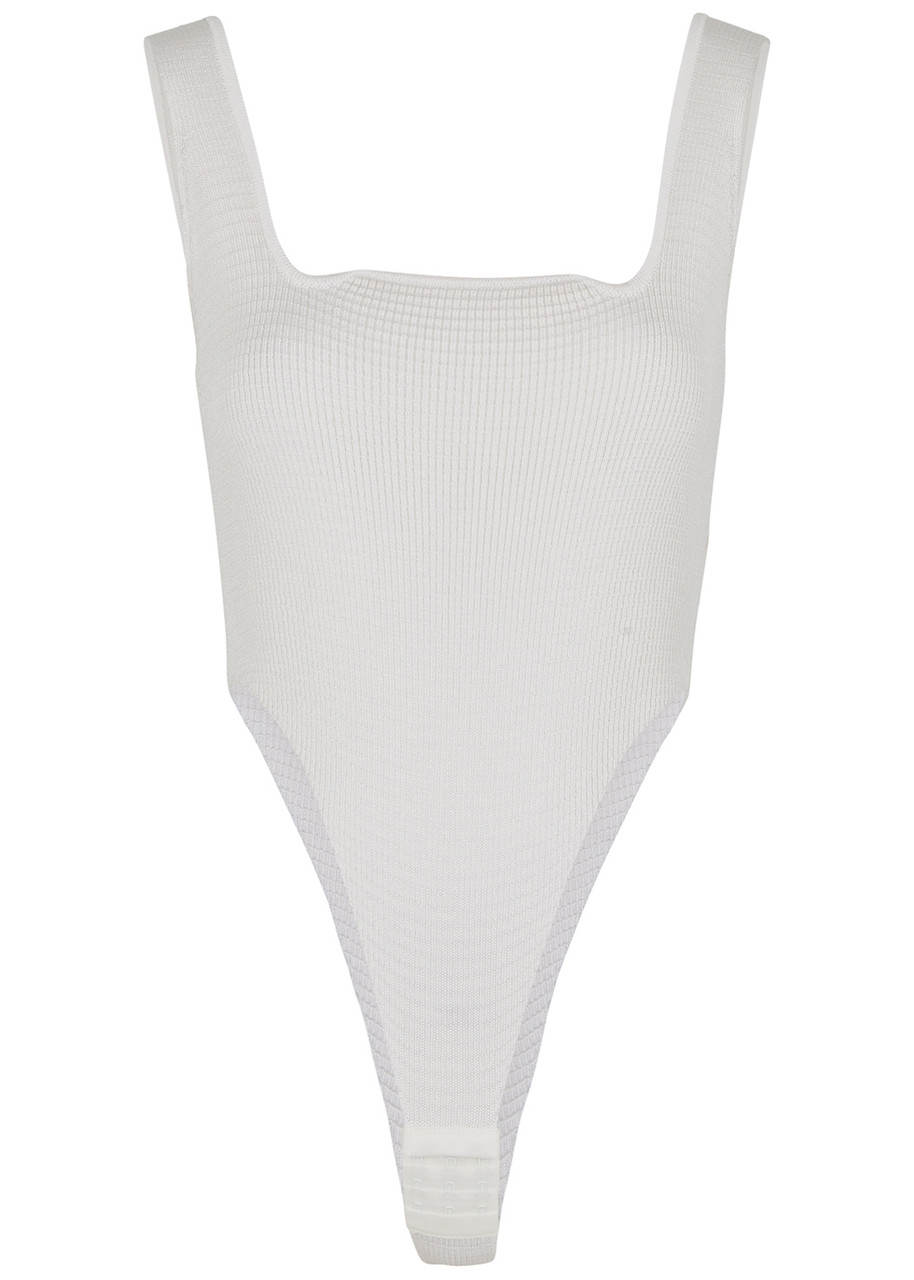 Bevza White Ribbed-knit Bodysuit