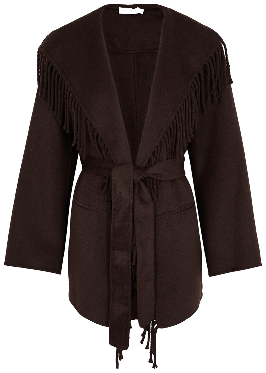 Simkhai Rowen Brown Fringed Wool-blend Jacket - Chocolate - XS