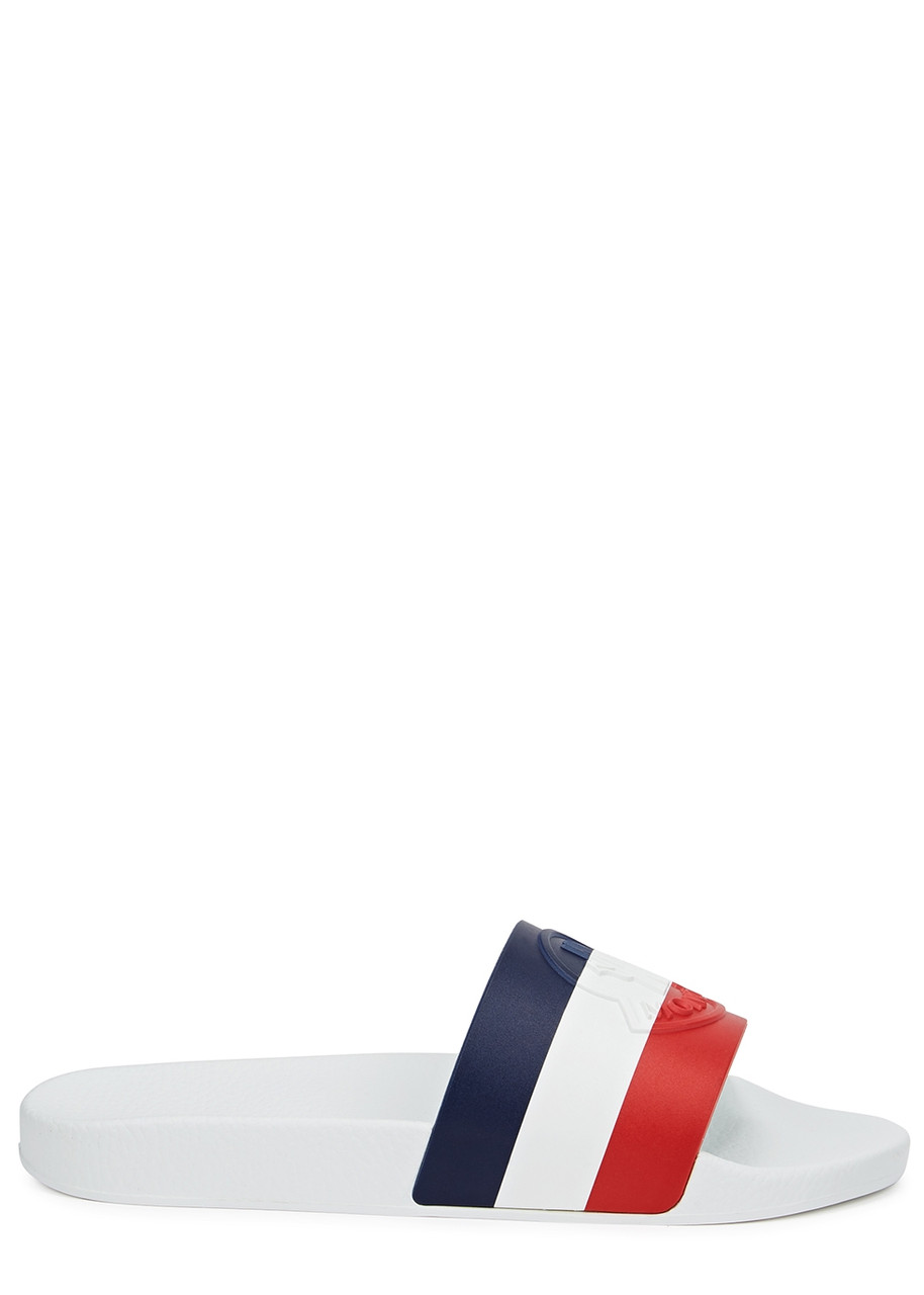 Moncler Basile Striped Rubber Sliders, White, red and Blue, Open toe - 7